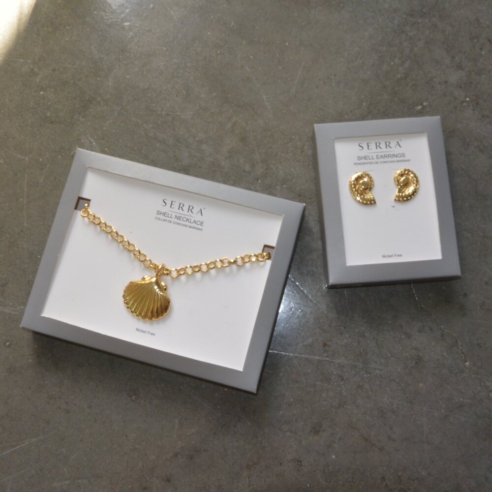 Nickel Free Gold Necklace & Earrings Set